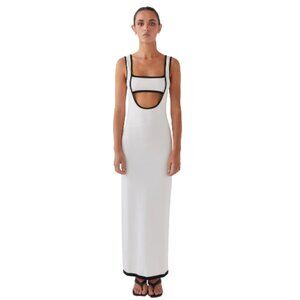 NWT. White/Black Cutout Maxi Dress. Size M.